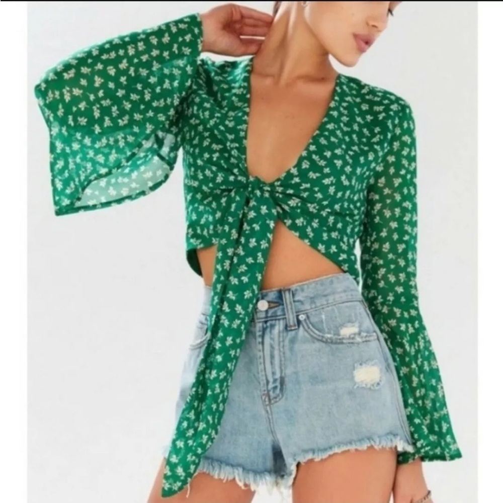 Urban outfitters bell sleeve crop top